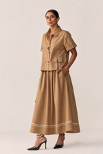 Load image into Gallery viewer, TONK LINEN SKIRT SET- BURNT CHAI