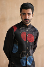 Load image into Gallery viewer, MANAV NEHRU JACKET SET-BLACK(SET OF 3)
