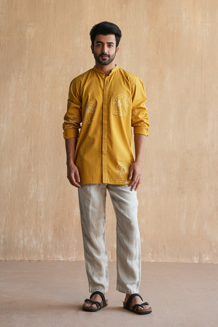 RESORT LONG SHIRT-MUSTARD
