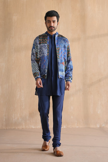 INDIGO BOMBER JACKET -PATCHWORK