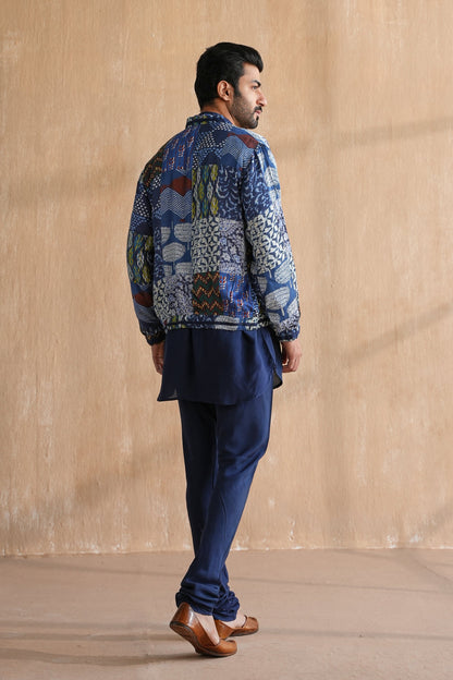 INDIGO BOMBER JACKET -PATCHWORK