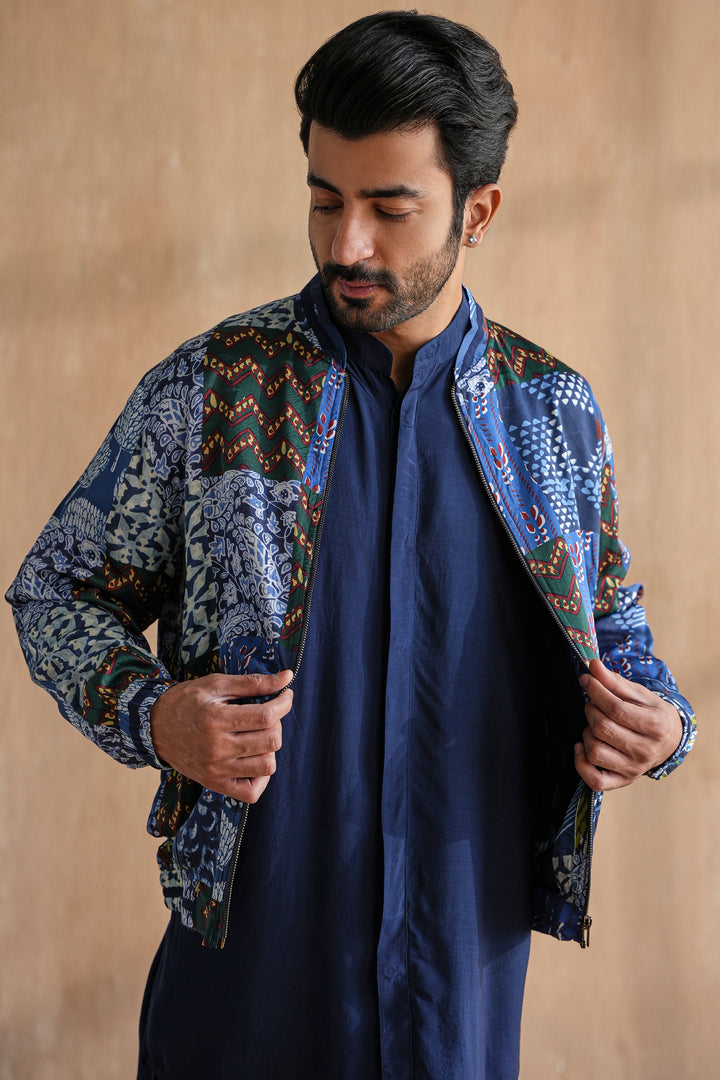 INDIGO BOMBER JACKET SET-PATCHWORK(SET OF 3)