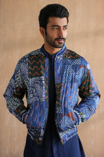 Load image into Gallery viewer, INDIGO BOMBER JACKET -PATCHWORK