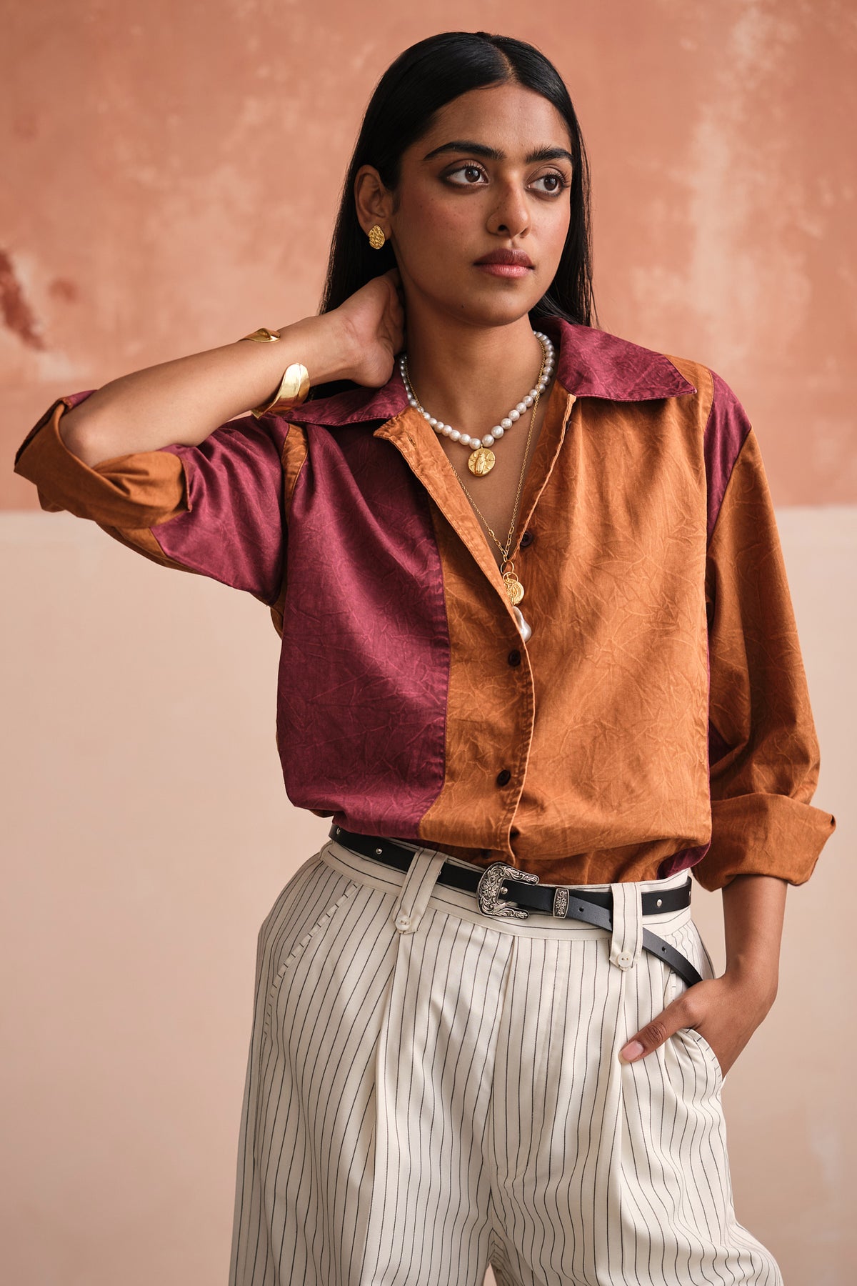 PANELLED COTTON SHIRT