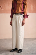 Load image into Gallery viewer, PINSTRIPE BELL PANTS-SUMMER WHITE
