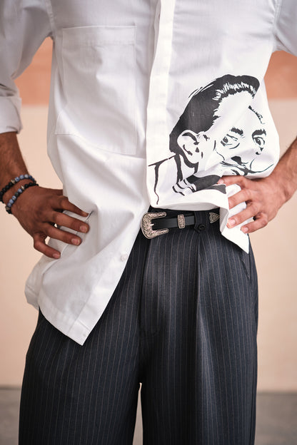 PINSTRIPE BELL PANTS-GREY