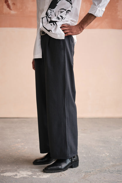 PINSTRIPE BELL PANTS-GREY