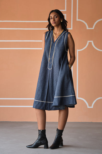 DENIM SHORT DRESS- BIAS