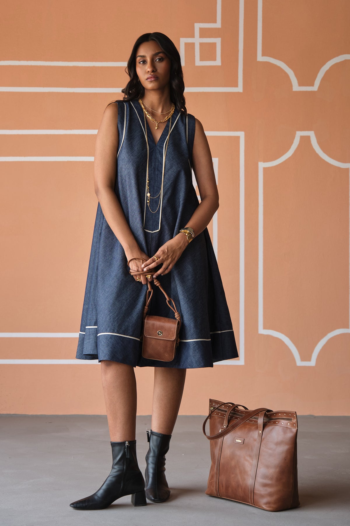 DENIM SHORT DRESS- BIAS