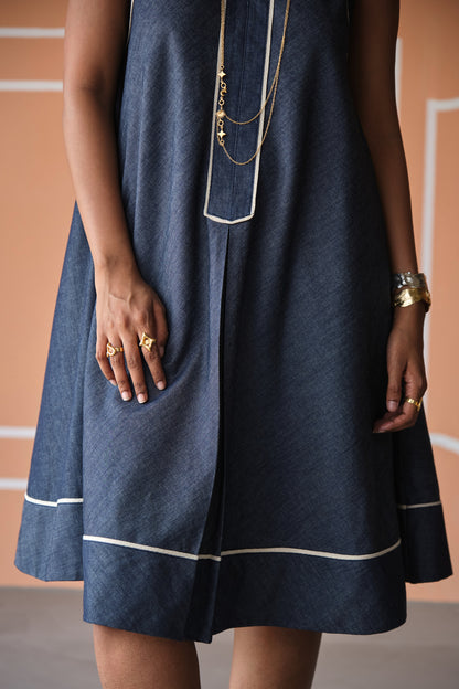 DENIM SHORT DRESS- BIAS