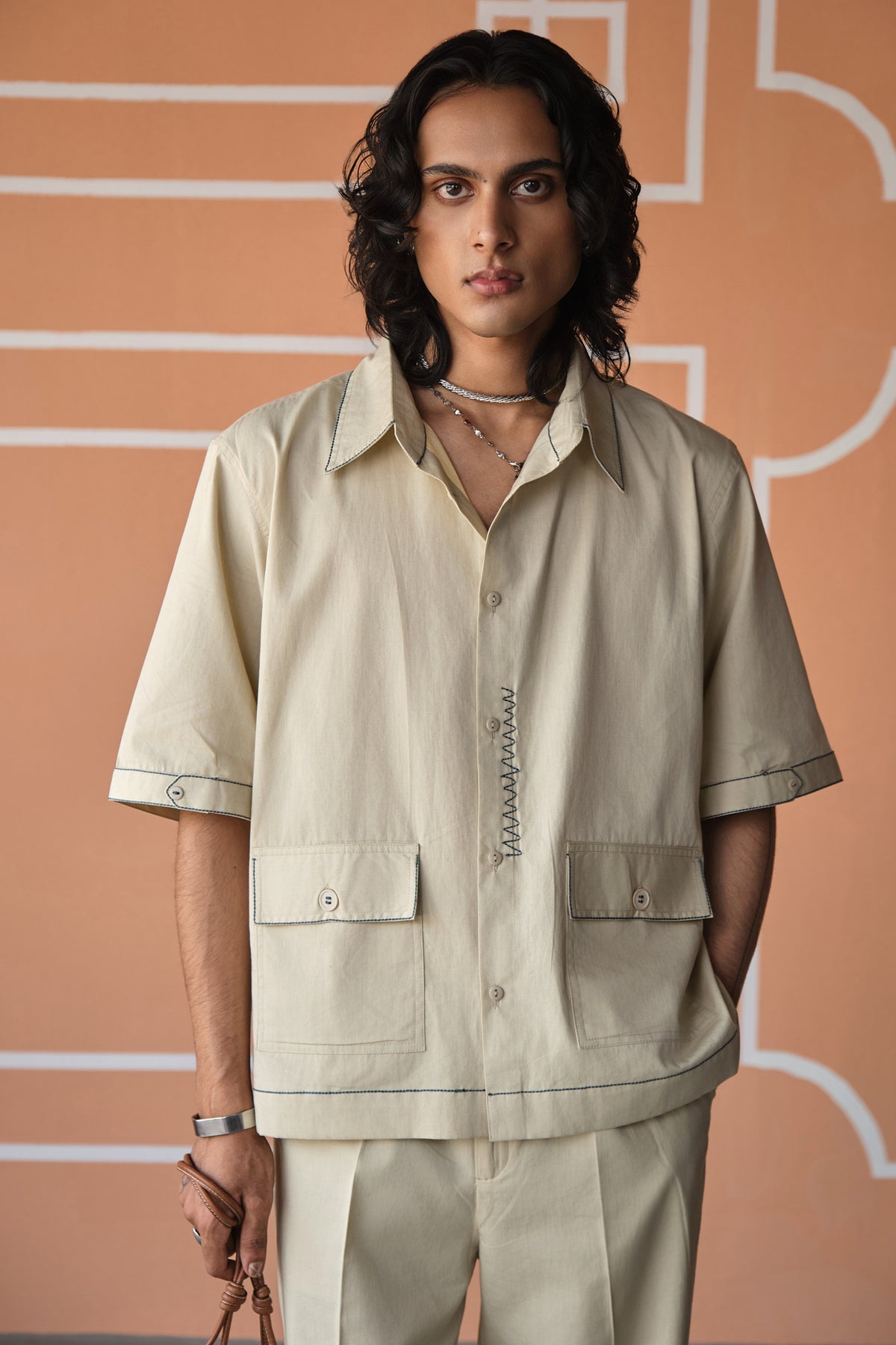 DOODLE SHIRT SET- BEIGE