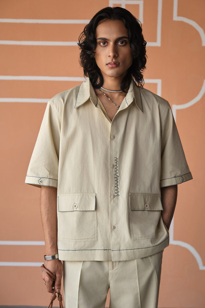DOODLE SHIRT SET- BEIGE