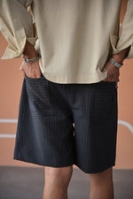 Load image into Gallery viewer, PINSTRIPE BELL SHORTS-GREY
