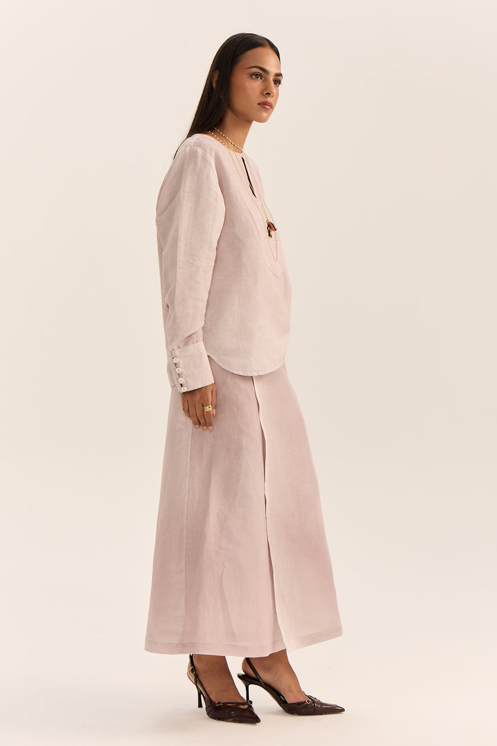 Jamun Linen Skirt Set-Spray Dyed