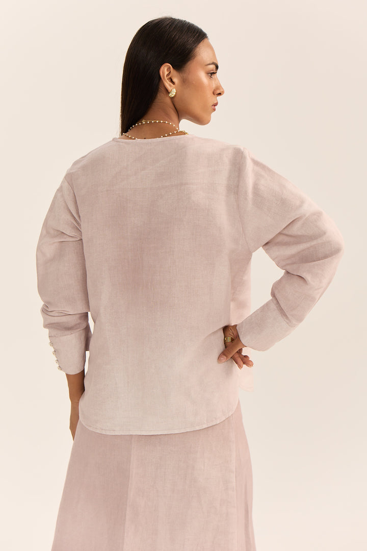 Linen Spray Top-Jamun
