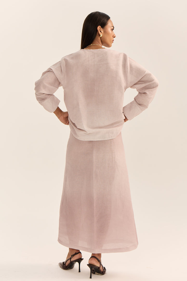 Jamun Linen Skirt Set-Spray Dyed
