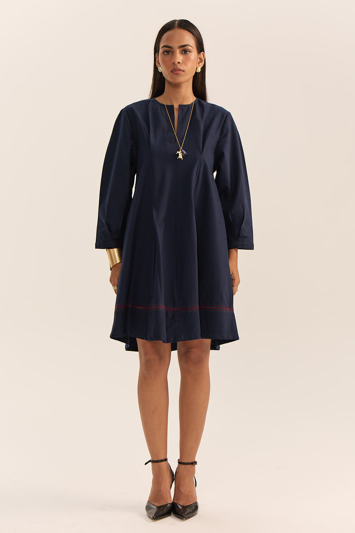 Vandana Short Dress-Navy