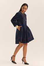 Load image into Gallery viewer, Vandana Short Dress-Navy
