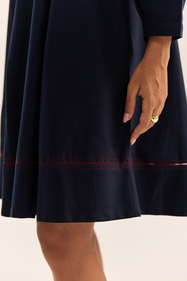 Vandana Short Dress-Navy