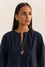 Load image into Gallery viewer, Vandana Short Dress-Navy