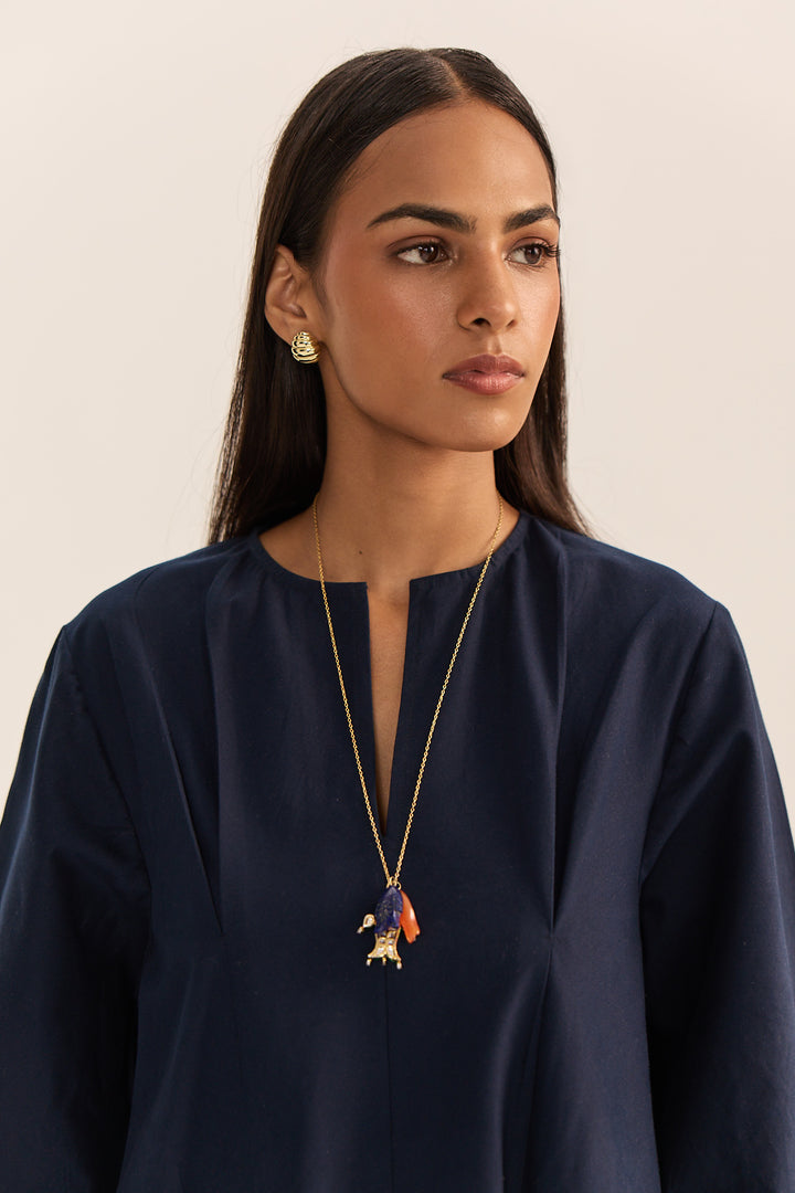 Vandana Short Dress-Navy