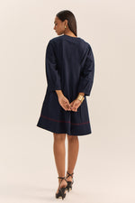 Load image into Gallery viewer, Vandana Short Dress-Navy