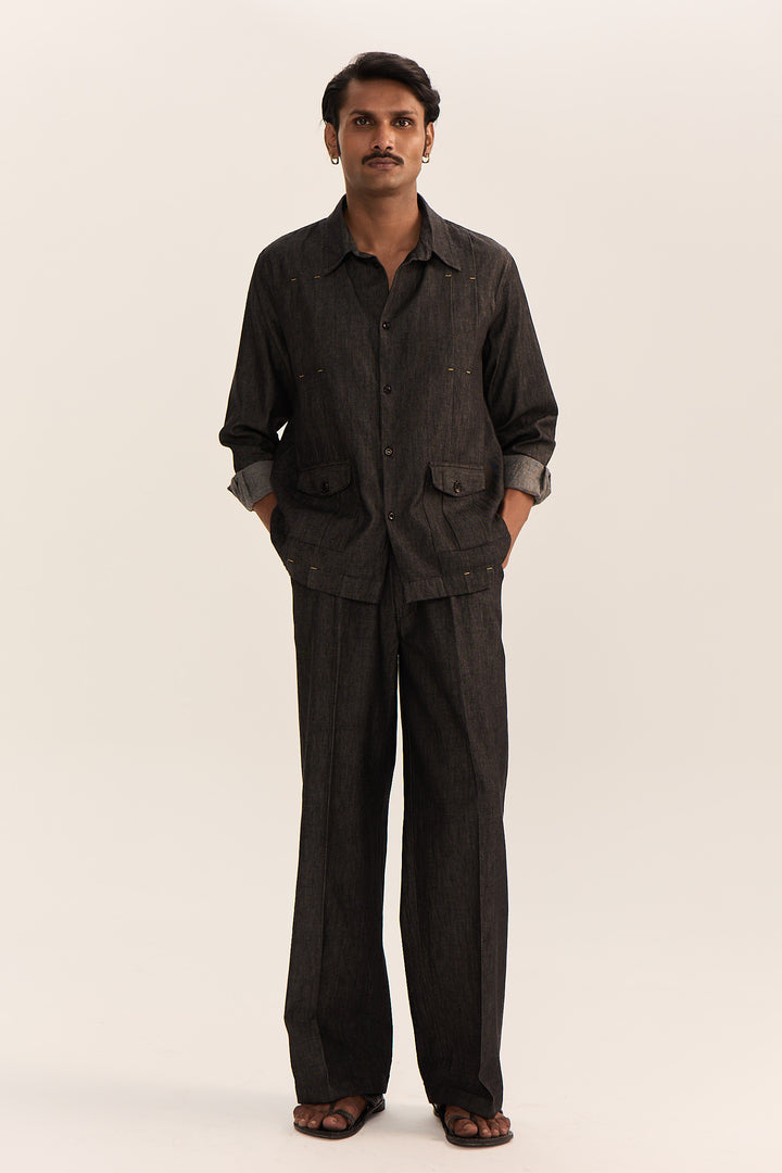 JODHPURI SHIRT SET-DENIM