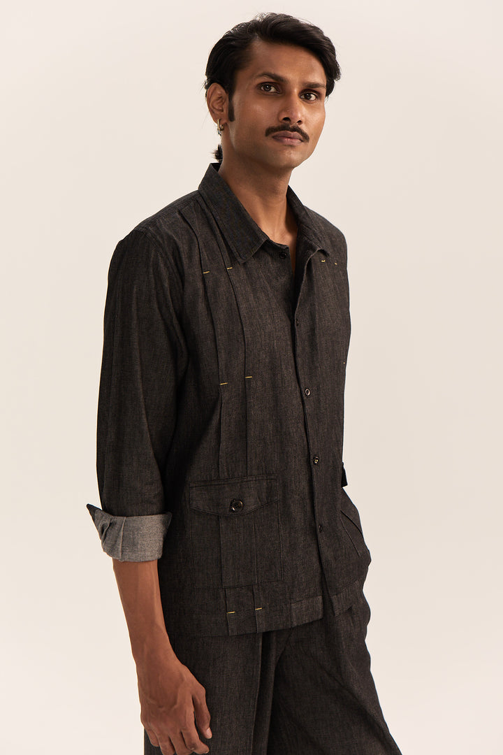 JODHPURI SHIRT SET-DENIM