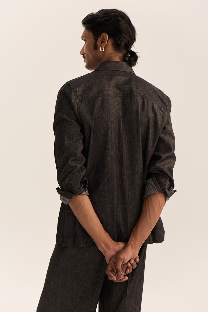Rajputana Denim Shirt-Black