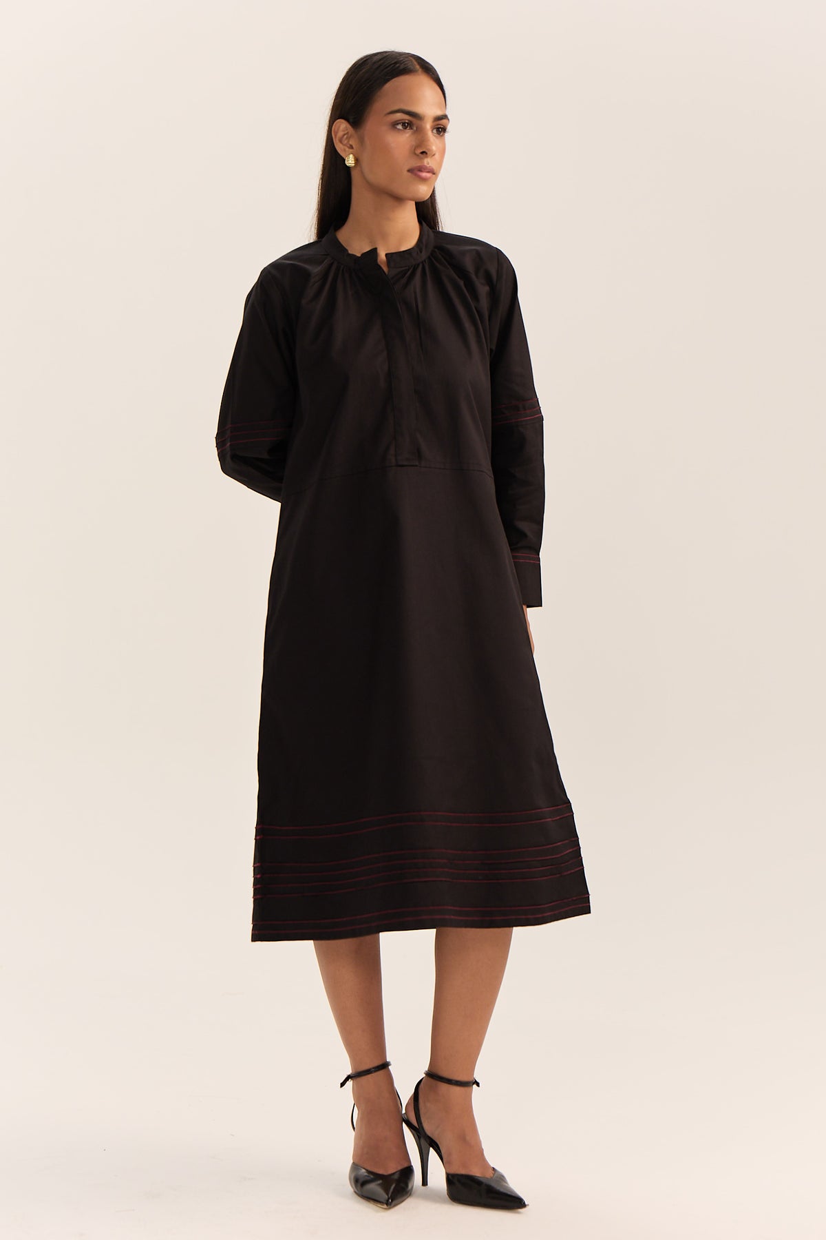 Sahima Pintuck Dress- Black