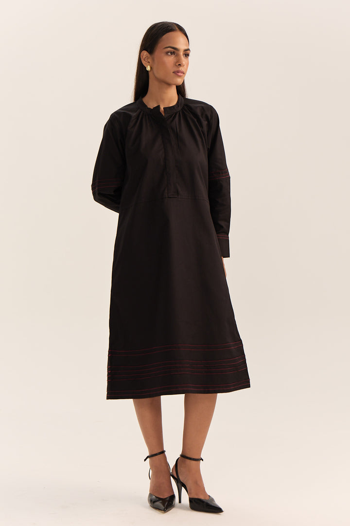 Sahima Pintuck Dress- Black