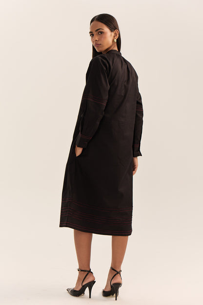 Sahima Pintuck Dress- Black