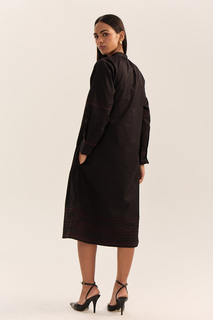 Sahima Pintuck Dress- Black