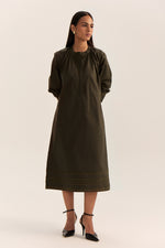 Load image into Gallery viewer, Sahima Pintuck Dress- Olive