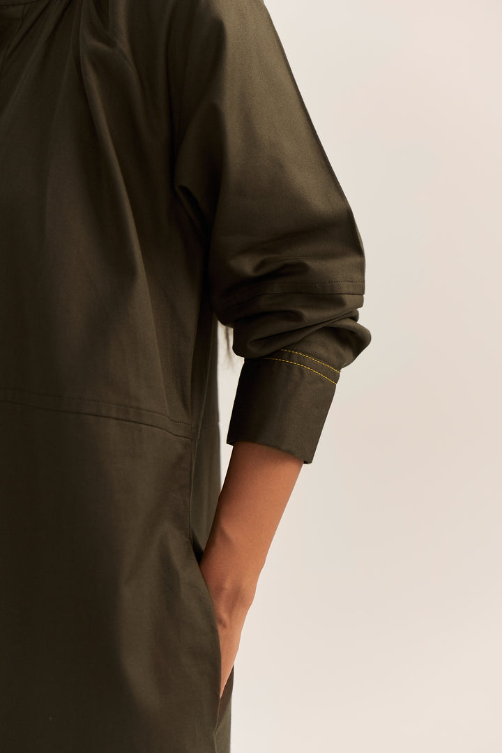 Sahima Pintuck Dress- Olive