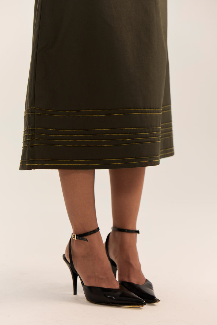 Sahima Pintuck Dress- Olive