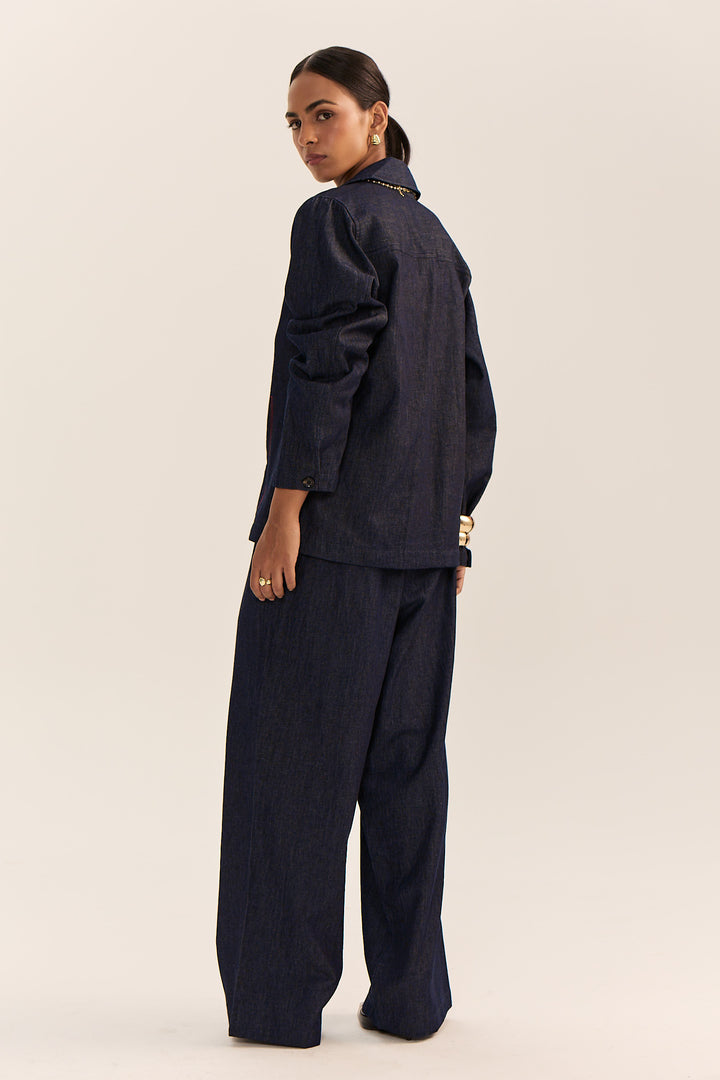 Asymmetric Denim Set-Blue