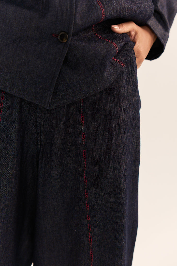 Asymmetric Denim Set-Blue