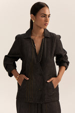 Load image into Gallery viewer, Asymmetric Denim Set-Black