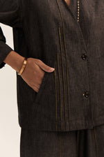 Load image into Gallery viewer, Asymmetric Denim Set-Black