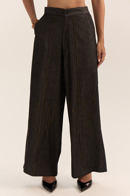 Asymmetric Denim Set-Black