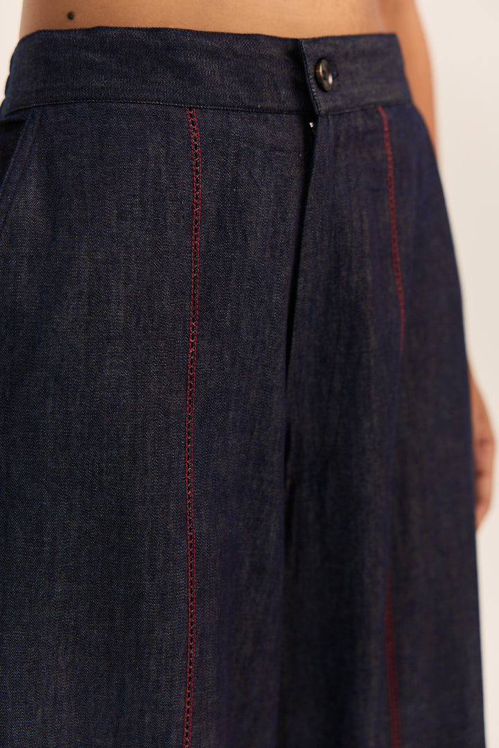 Asymmetric Denim Set-Blue