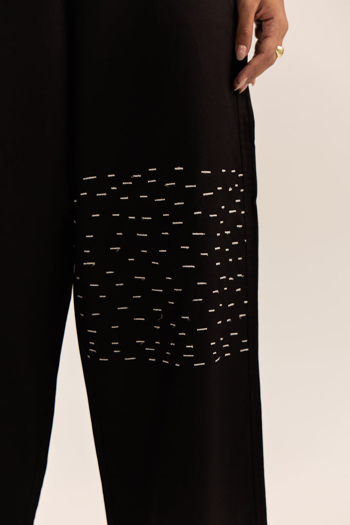 Suvarna Embroidered Pants-Black