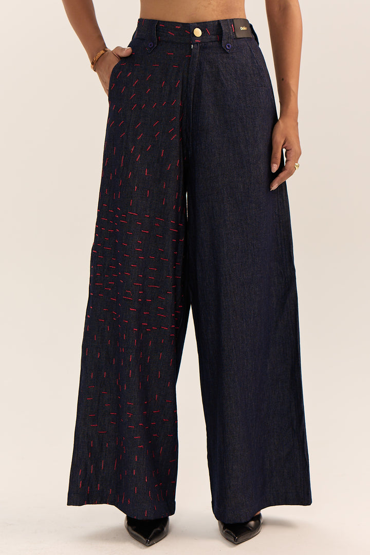 Suvarna Embroidered Pants-Denim
