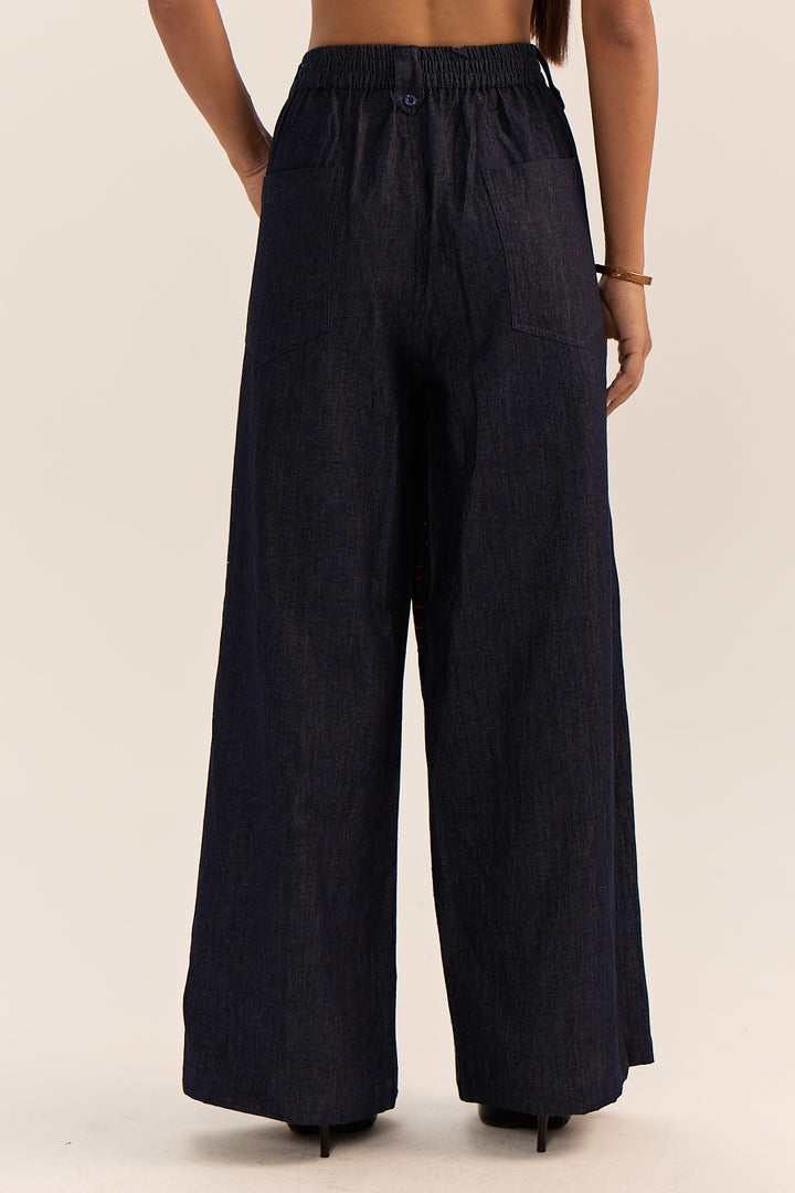 Suvarna Embroidered Pants-Denim