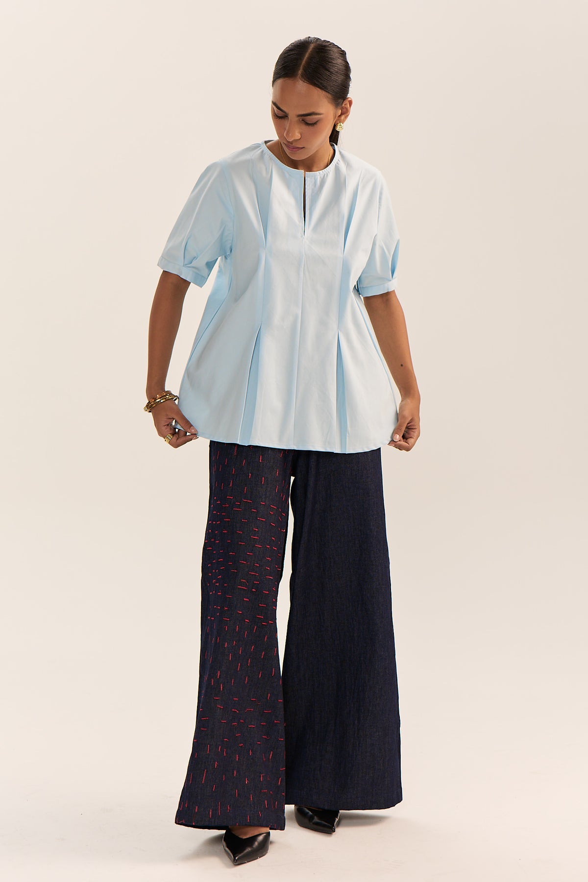 Suvarna Embroidered Pants-Denim