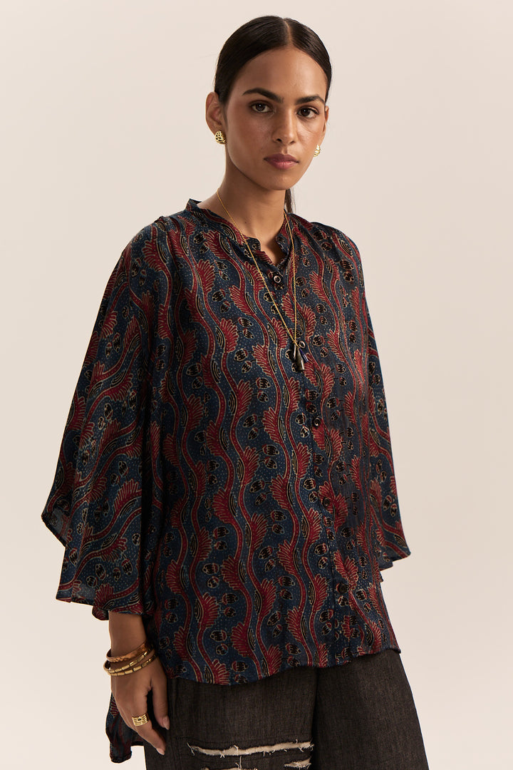 Indie Ajrak Top-Indigo