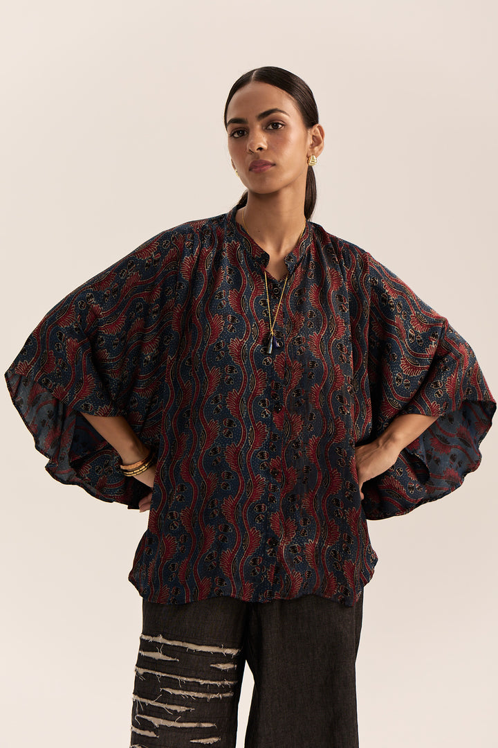 Indie Ajrak Top-Indigo