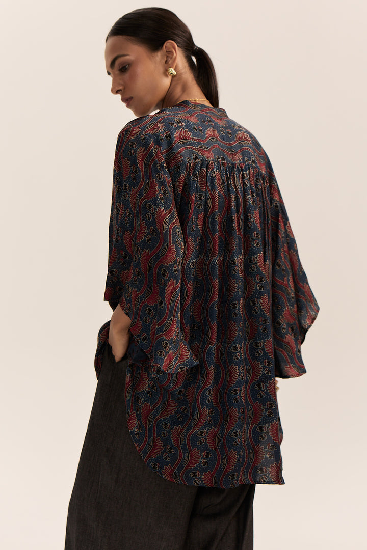 Indie Ajrak Top-Indigo