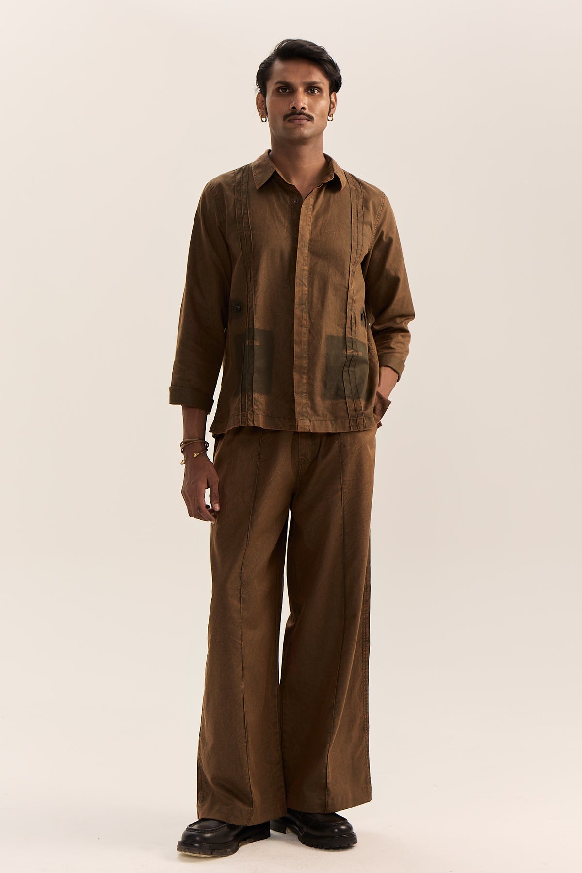 Jodhpuri Washed Shirt-Olive